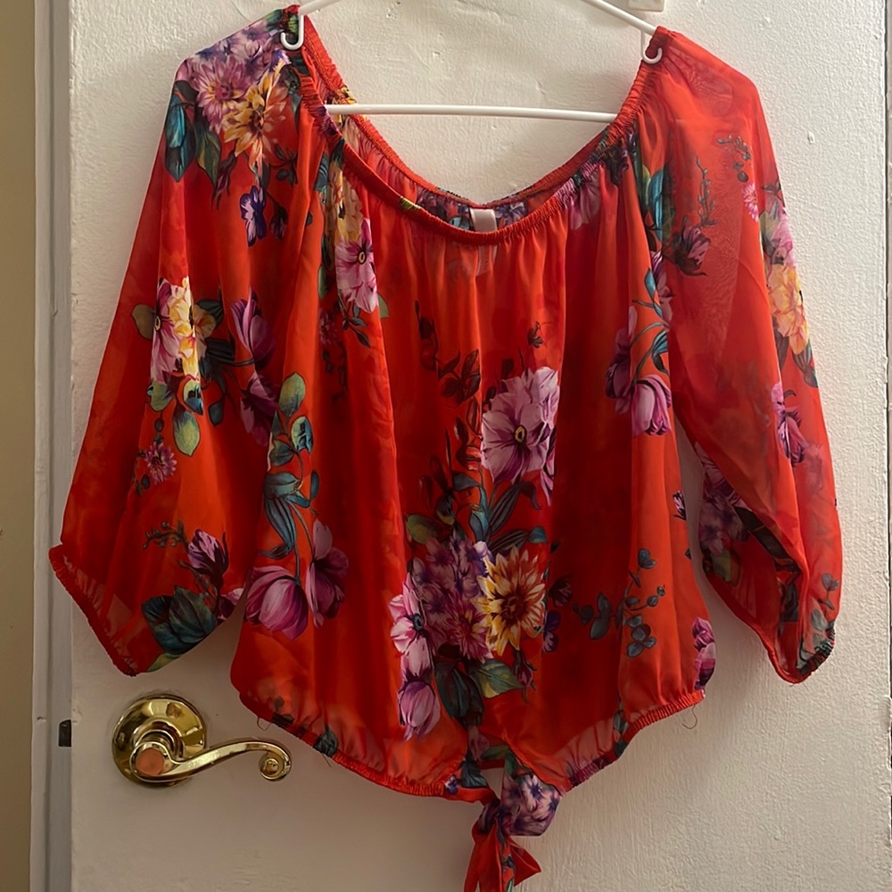 Sheer flowered top